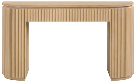 Linden Natural Solid Wood And Oak Veneer Console Table, 1 Piece
