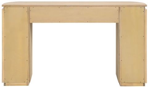 Linden Natural Solid Wood And Oak Veneer Console Table, 1 Piece
