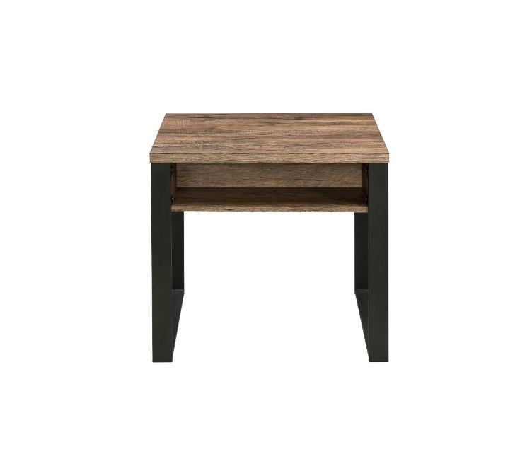 homare end table, weathered oak & black finish