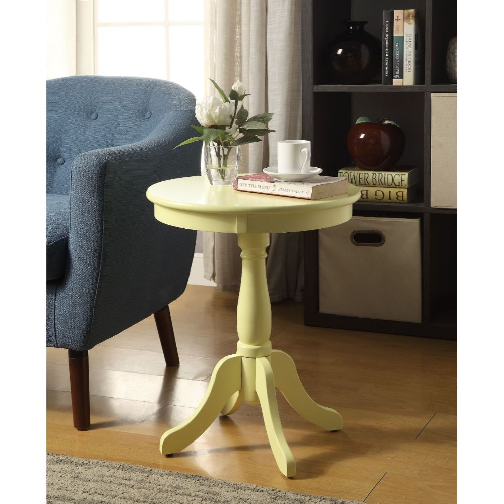 howia accent table, light yellow finish