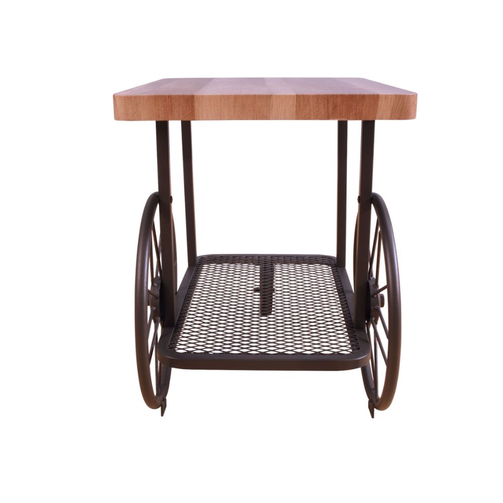 idella end table, oak & antique gray finish