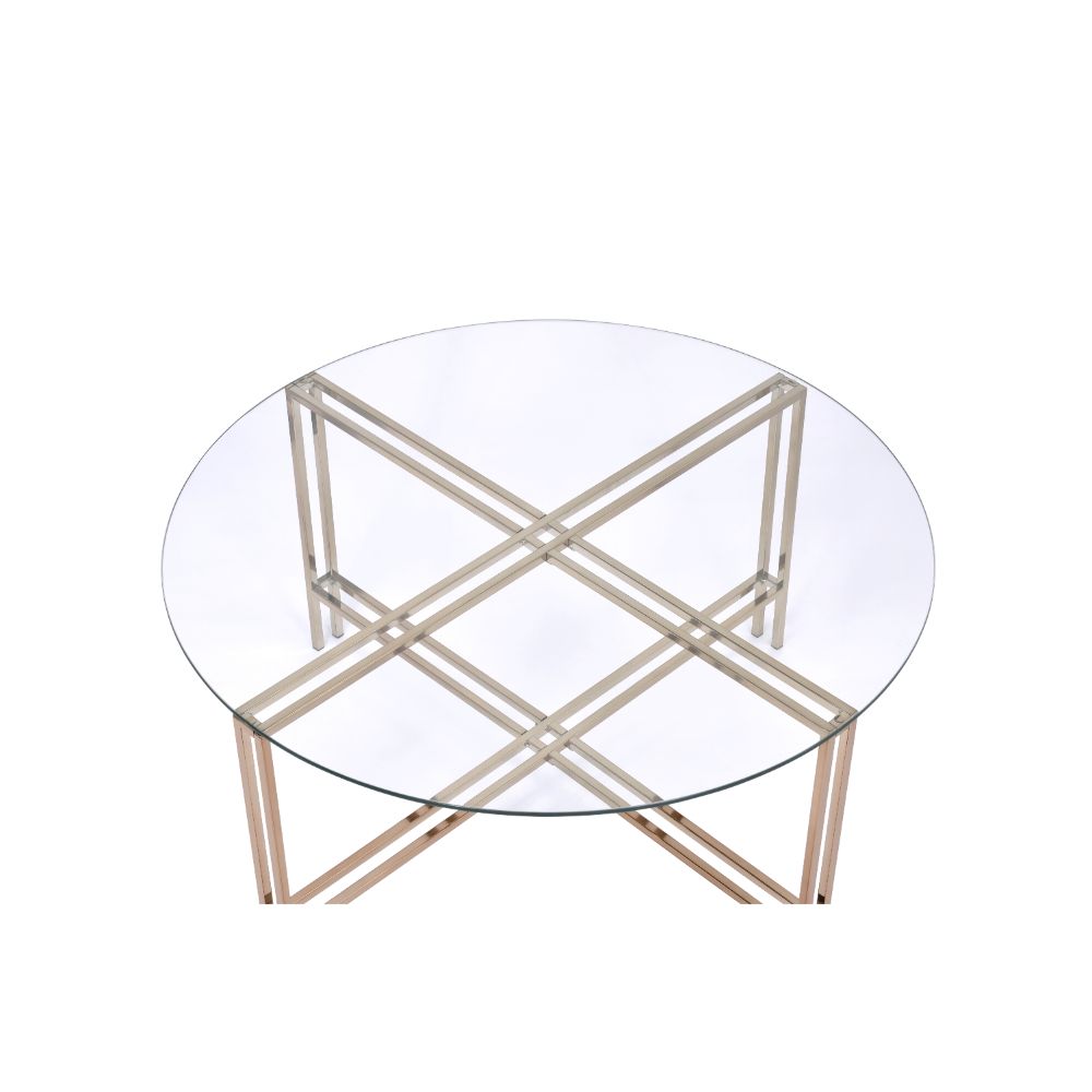 indra coffee table, champagne finish