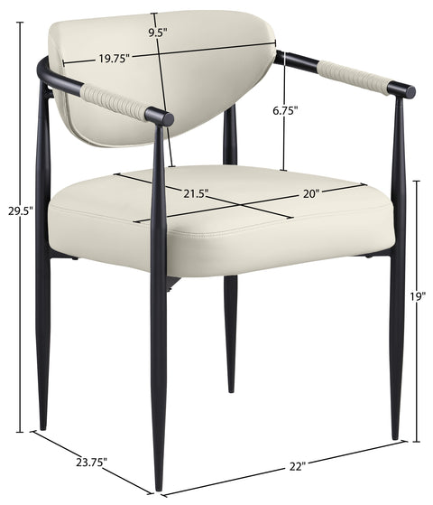 Harlow Cream Vegan Leather Upholstered Dining Chair, 2-Piece (Style 2)