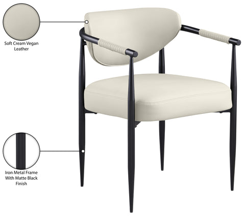 Harlow Cream Vegan Leather Upholstered Dining Chair, 2-Piece (Style 2)