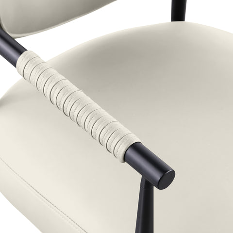 Harlow Cream Vegan Leather Upholstered Dining Chair, 2-Piece (Style 2)