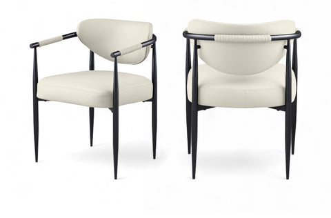 Harlow Cream Vegan Leather Upholstered Dining Chair, 2-Piece (Style 2)