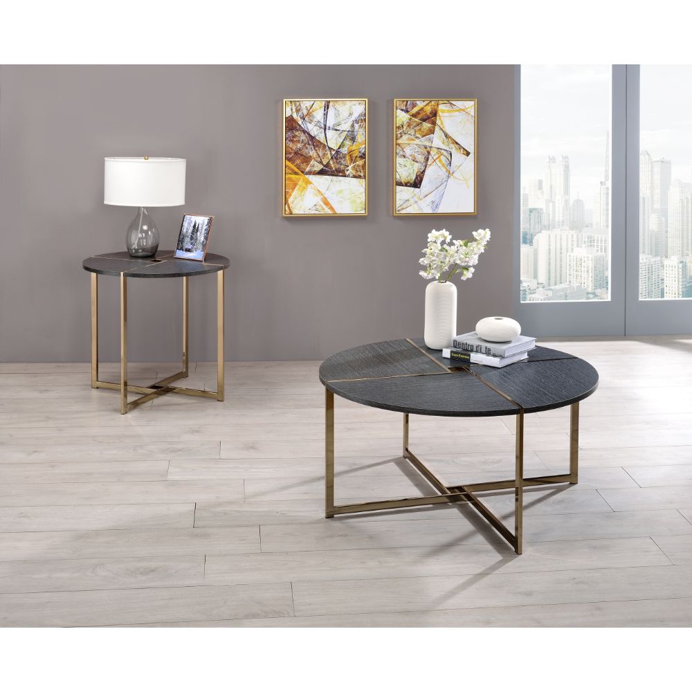 inga coffee table, black & champagne finish