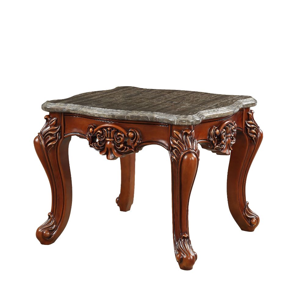 cillin end table, marble top & walnut finish