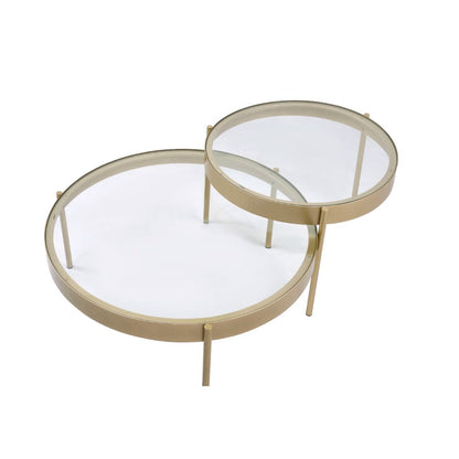 Ingeborg Nesting Table Set, Clear Glass & Gold Finish