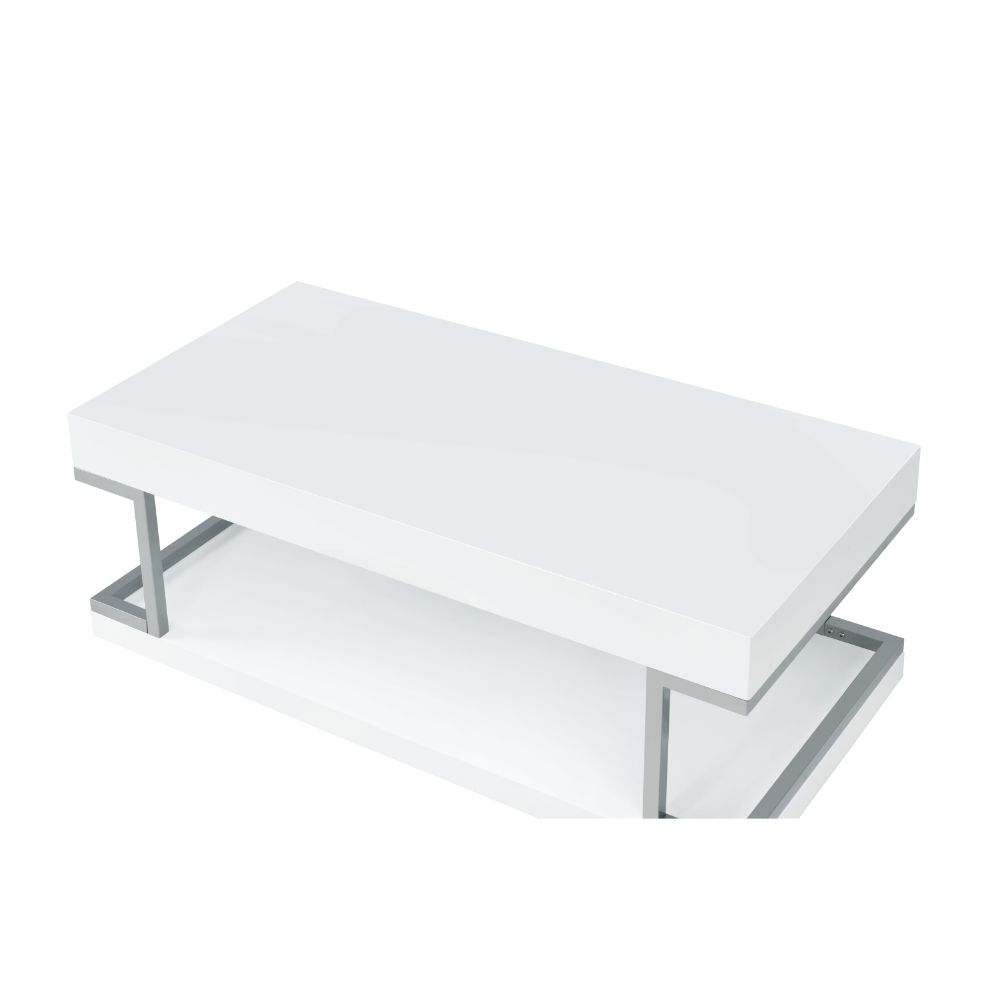 inverness coffee table, white top & chrome finish