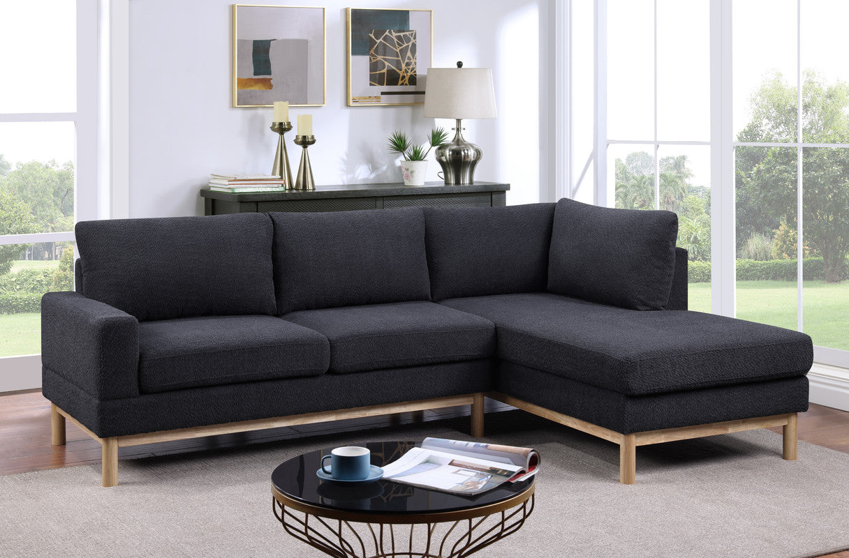 mabel black sherpa sectional sofa with right-facing chaise