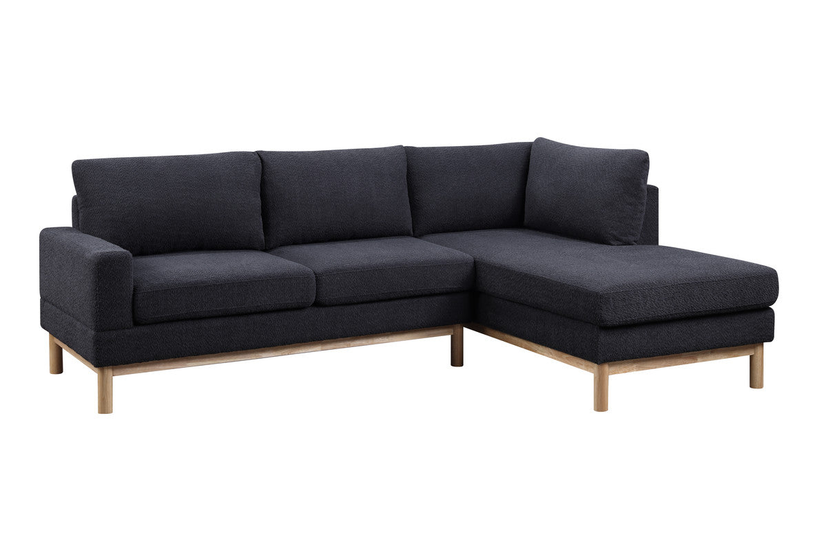 mabel black sherpa sectional sofa with right-facing chaise