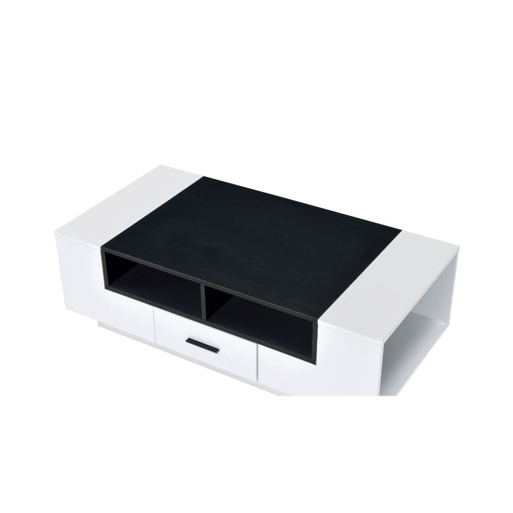 inverness armour coffee table, white & black finish