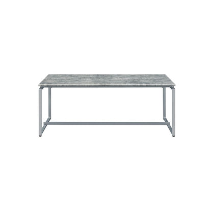 Garrison 3PC Pack Coffee & End Set, Faux Concrete Top & Silver Finish