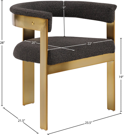 Nova Brown Boucle Fabric Upholstered Dining Chair, 2-Piece