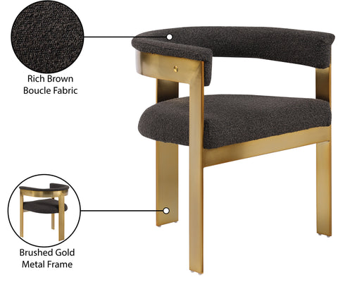 Nova Brown Boucle Fabric Upholstered Dining Chair, 2-Piece