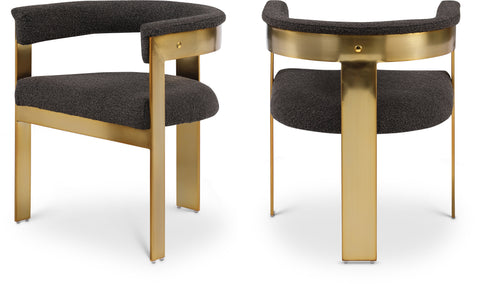 Nova Brown Boucle Fabric Upholstered Dining Chair, 2-Piece