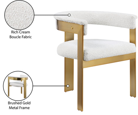 Nova Cream Boucle Fabric Upholstered Dining Chair, 2-Piece (Style 3)