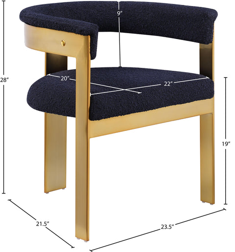Nova Navy Boucle Fabric Upholstered Dining Chair, 2-Piece