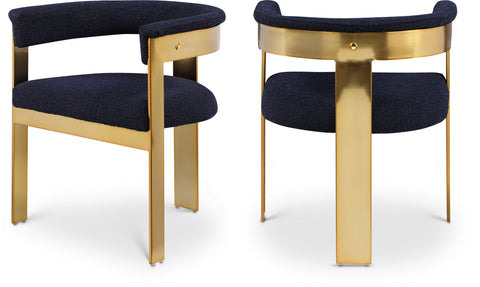 Nova Navy Boucle Fabric Upholstered Dining Chair, 2-Piece