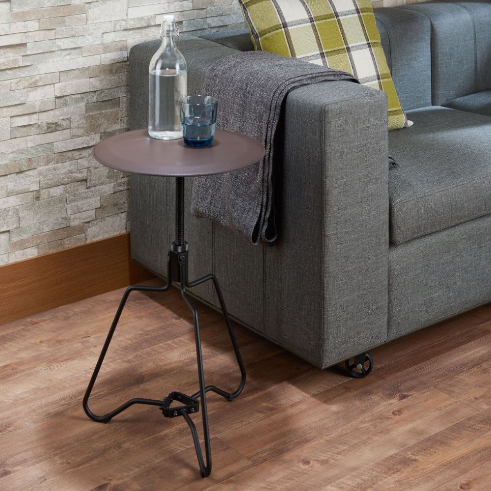 isaura sada end table, espresso & sandy black finish