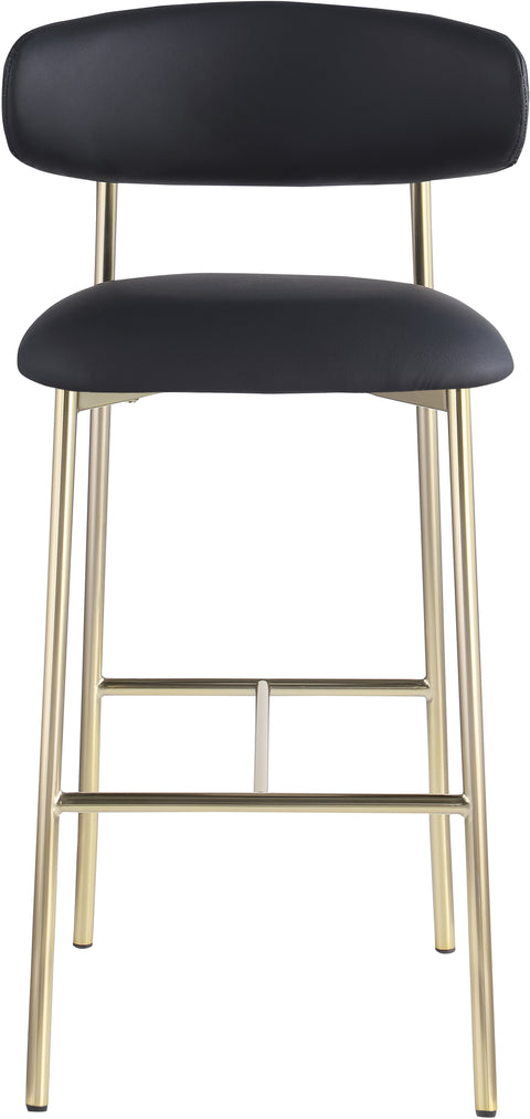 Opal Black Vegan Leather Upholstered Bar Stool, 2-Piece