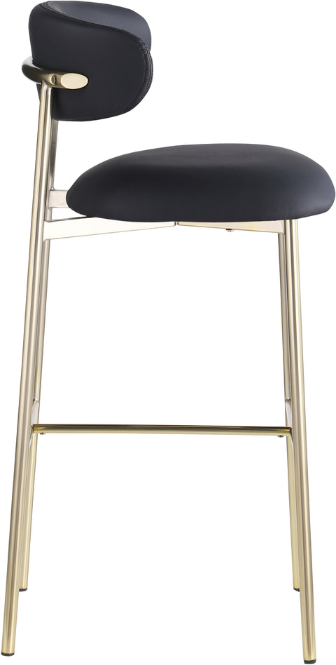 Opal Black Vegan Leather Upholstered Bar Stool, 2-Piece