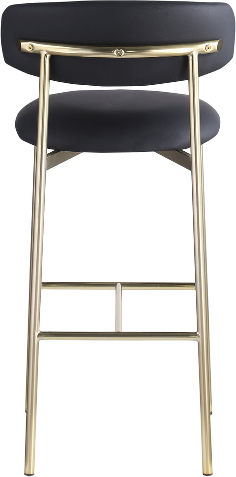 Opal Black Vegan Leather Upholstered Bar Stool, 2-Piece