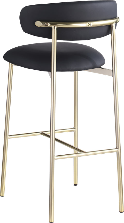 Opal Black Vegan Leather Upholstered Bar Stool, 2-Piece
