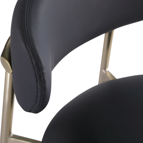 Opal Black Vegan Leather Upholstered Bar Stool, 2-Piece