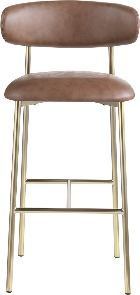 Opal Brown Vegan Leather Upholstered Bar Stool, 2-Piece