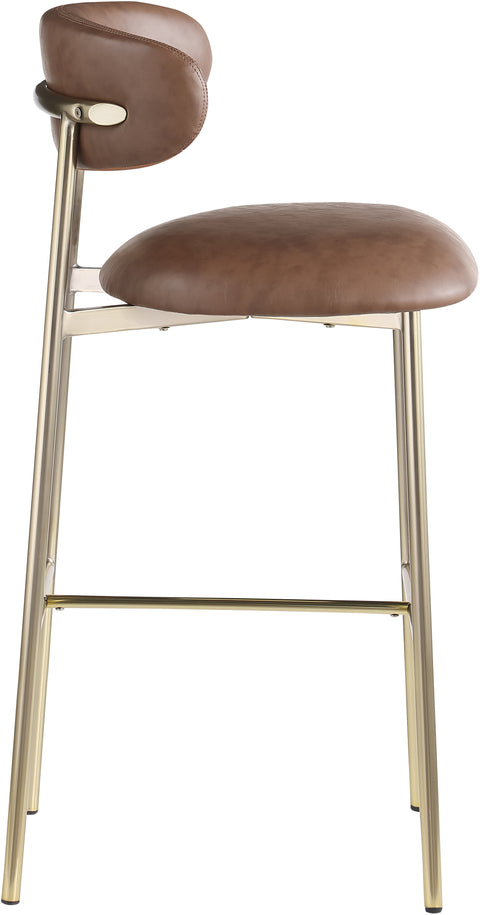Opal Brown Vegan Leather Upholstered Bar Stool, 2-Piece