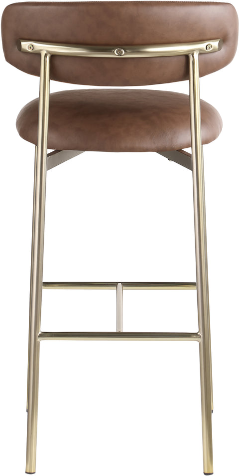 Opal Brown Vegan Leather Upholstered Bar Stool, 2-Piece