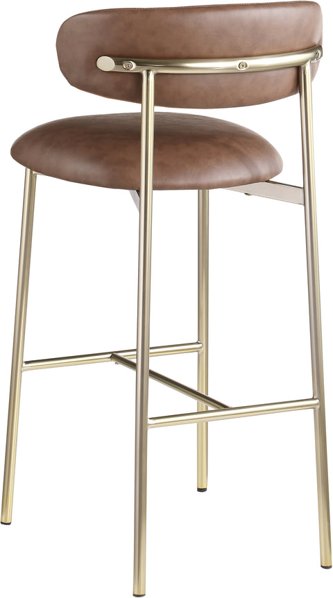Opal Brown Vegan Leather Upholstered Bar Stool, 2-Piece