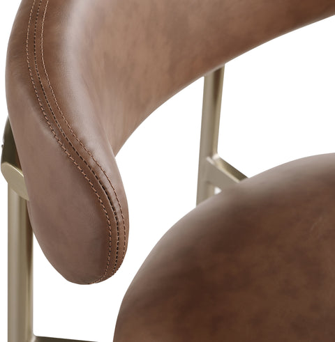 Opal Brown Vegan Leather Upholstered Bar Stool, 2-Piece