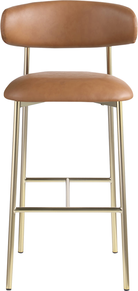 Opal Cognac Vegan Leather Upholstered Bar Stool, 2-Piece