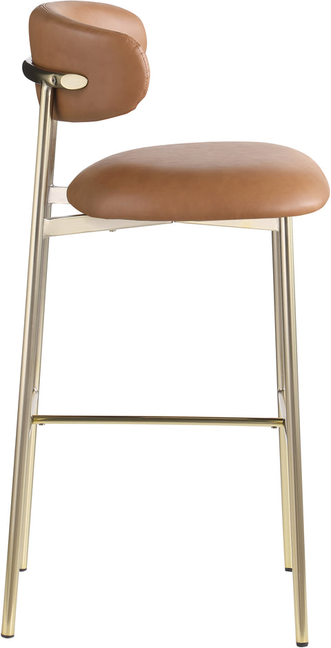 Opal Cognac Vegan Leather Upholstered Bar Stool, 2-Piece