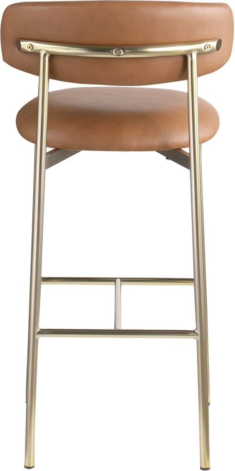 Opal Cognac Vegan Leather Upholstered Bar Stool, 2-Piece