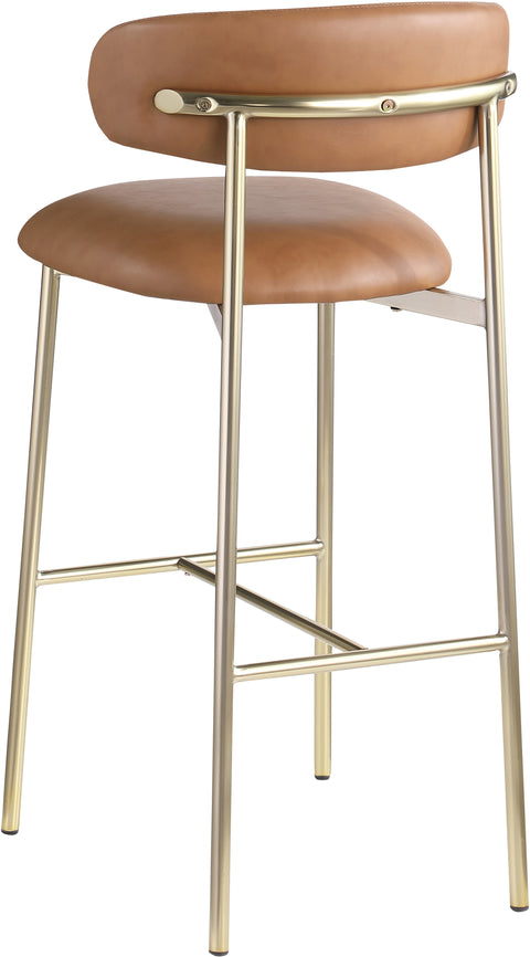 Opal Cognac Vegan Leather Upholstered Bar Stool, 2-Piece