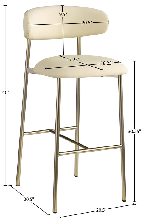 Opal Cream Vegan Leather Upholstered Bar Stool, 2-Piece