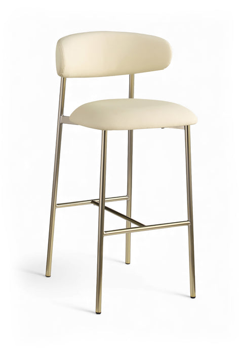 Opal Cream Vegan Leather Upholstered Bar Stool, 2-Piece