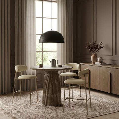 Opal Cream Vegan Leather Upholstered Bar Stool, 2-Piece