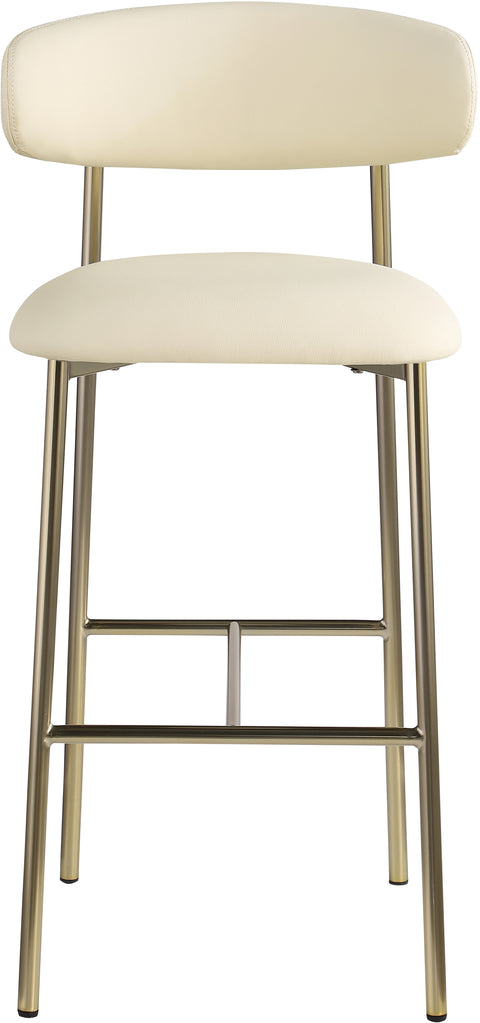 Opal Cream Vegan Leather Upholstered Bar Stool, 2-Piece