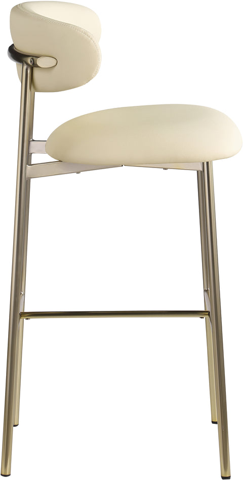 Opal Cream Vegan Leather Upholstered Bar Stool, 2-Piece