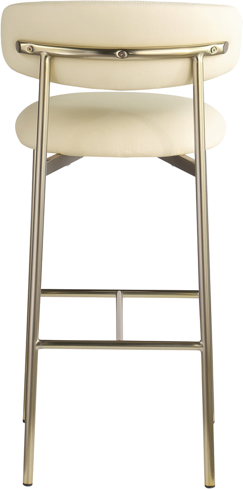Opal Cream Vegan Leather Upholstered Bar Stool, 2-Piece