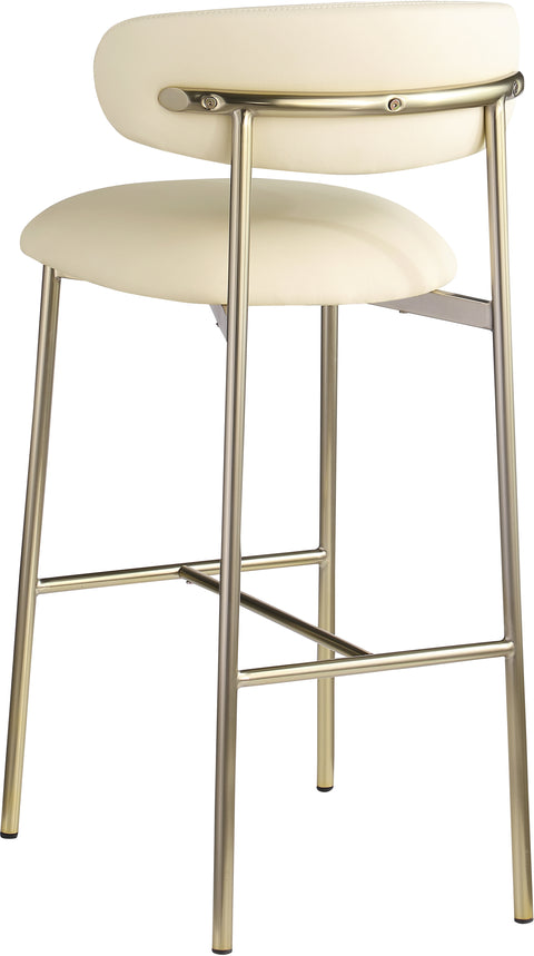 Opal Cream Vegan Leather Upholstered Bar Stool, 2-Piece