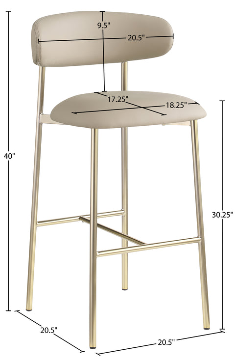 Opal Taupe Vegan Leather Upholstered Bar Stool, 2-Piece