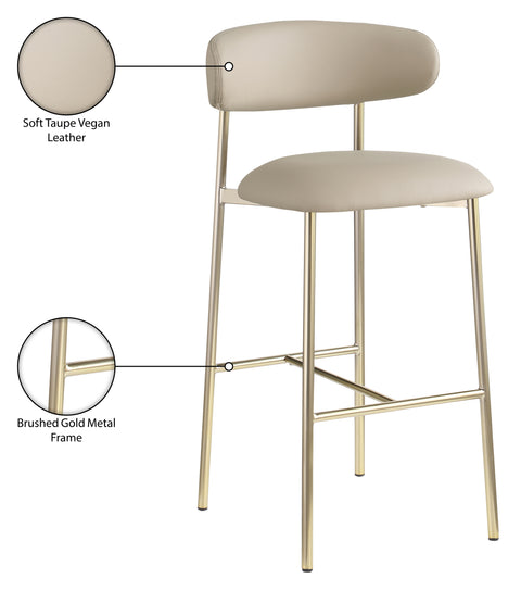 Opal Taupe Vegan Leather Upholstered Bar Stool, 2-Piece