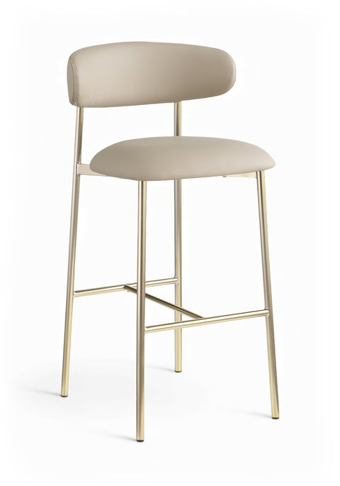Opal Taupe Vegan Leather Upholstered Bar Stool, 2-Piece
