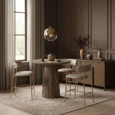 Opal Taupe Vegan Leather Upholstered Bar Stool, 2-Piece